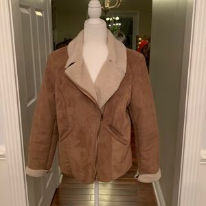 Celebrity Pink Tan Faux Suede Jacket Size Large